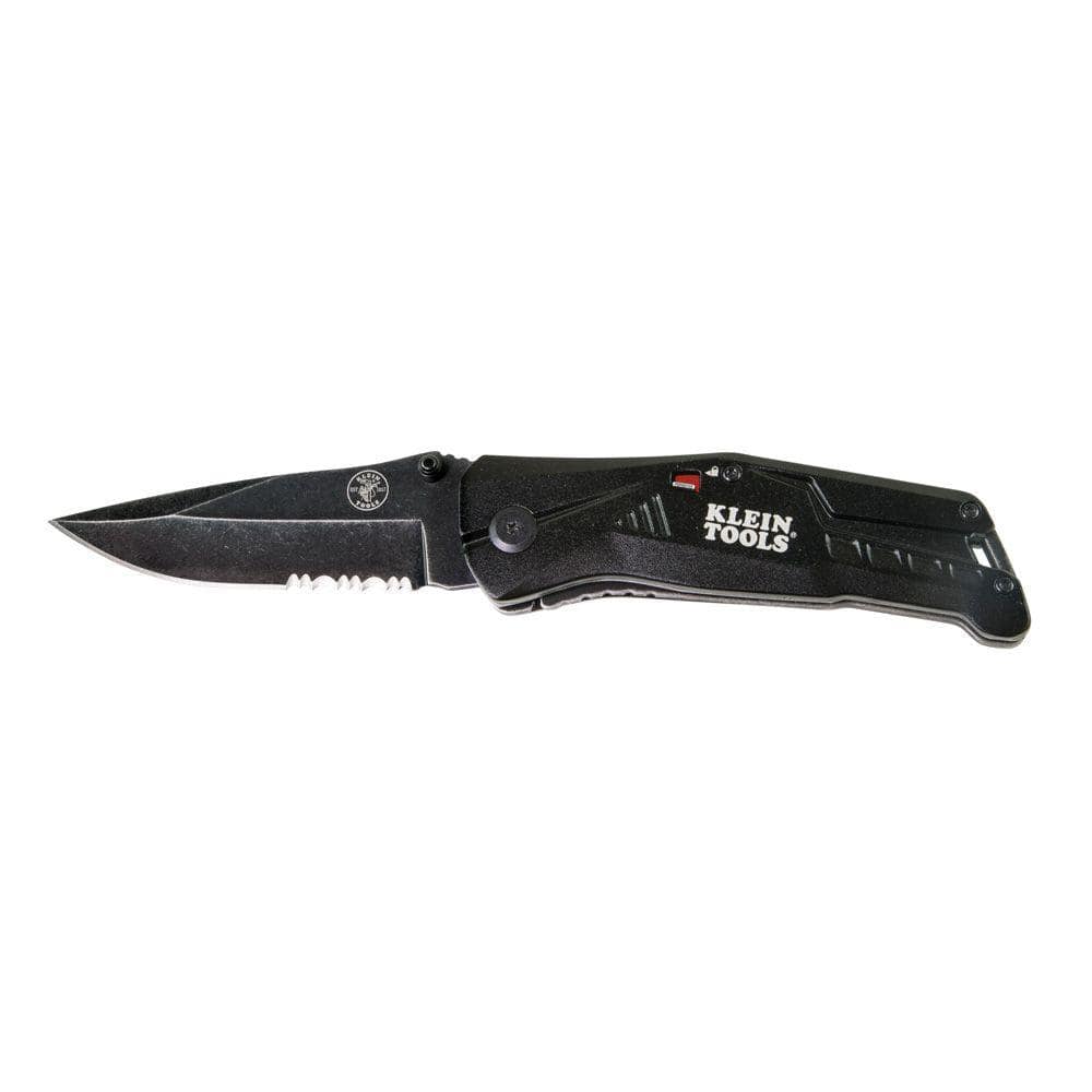 TRUE Tactical Knife  Partially Serrated Knife Blade with Lightweight  Minimalist Handle Featuring Emergency Glass Breaker and Pocket Clip, Black,  One Size 