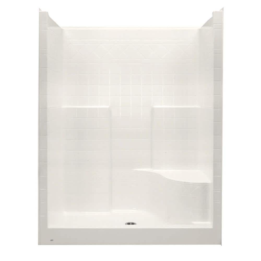 Everyday 60 in. x 36 in. x 79 in. 1-Piece Shower Stall with Right Seat and 