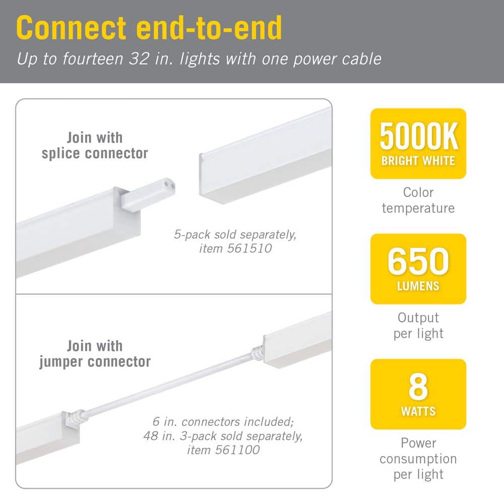 Ultra Slim 32'' White LED Under Cabinet Light Bar