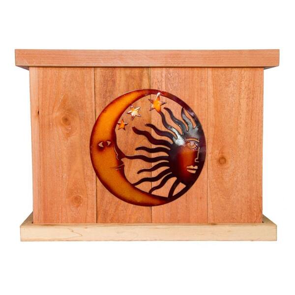 Hollis Wood Products 22 in. x 22 in. Deluxe Redwood Planter with Celestial Art