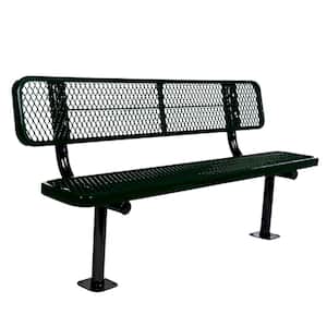 Surface Mount 6 ft. Black Diamond Commercial Park Bench with Back