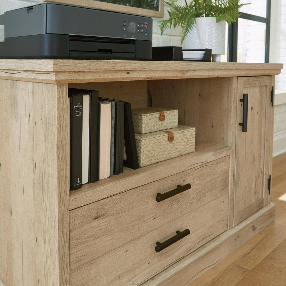 Prime Oak Small Credenza with Adjustable Shelf and File Drawer