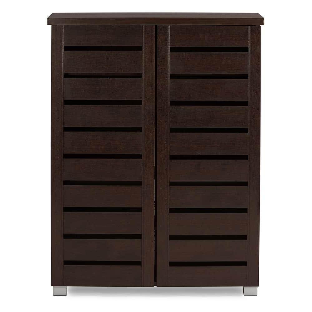 Baxton Studio 38.34 in. H x 29.95 in. W Brown Wood Shoe Storage