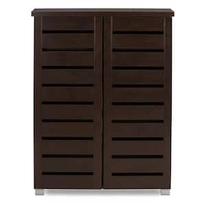 38.34 in. H x 29.95 in. W Brown Wood Shoe Storage Cabinet