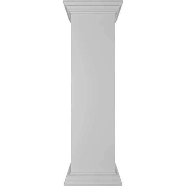 Ekena Millwork Plain 48 in. x 12 in. White Box Newel Post, Flat Capital and Base Trim (Installation Kit Included)
