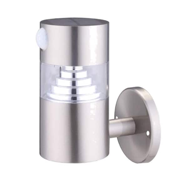 Mediterraneo Orion Stainless Steel LED Solar Outdoor Wall Cylinder Light