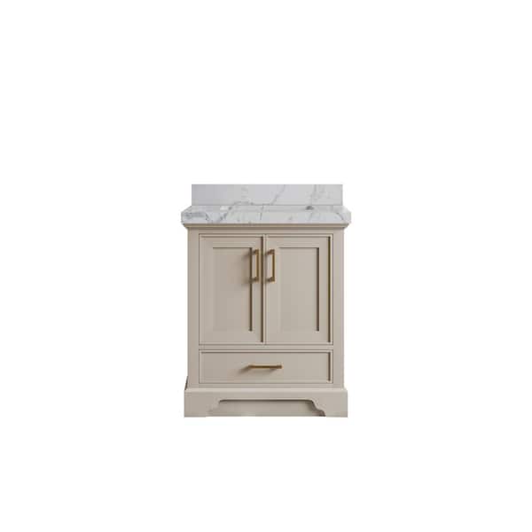 Willow Collections Charlotte 30 in. Single Sink Freestanding Fine Grain Bath Vanity with Venatino Qt. Top Unassembled