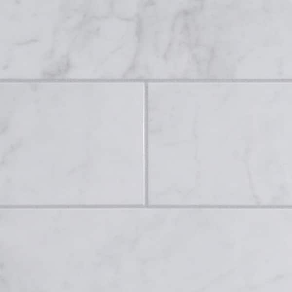 Utile 36 in. W x 80 in. H Direct-to-Stud Fiberglass Shower Wall Set for Corner in Marble Carrara, 2 Panels