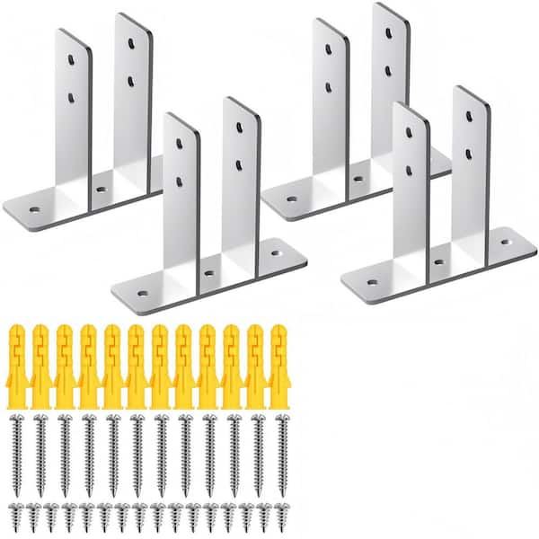4-Piece 2-Ear Urinal Screen Brackets for 1 in. Panels with Fasteners Included Partition Hardware in Polished Chrome