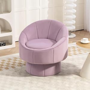 Mid-Century Modern 360 ° Swivel Purple Velvet Upholstered Living Room Accent Chair Barrel Chair with Wood Frame