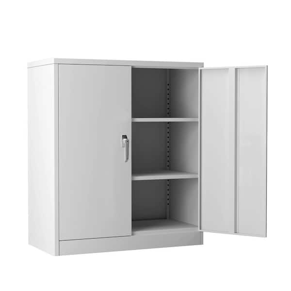 Kaikeeqli Superior 36 in. W x 41.6 in. H x 18 in. D Steel Freestanding Storage Cabinet with 2 Shelves Set in Gray