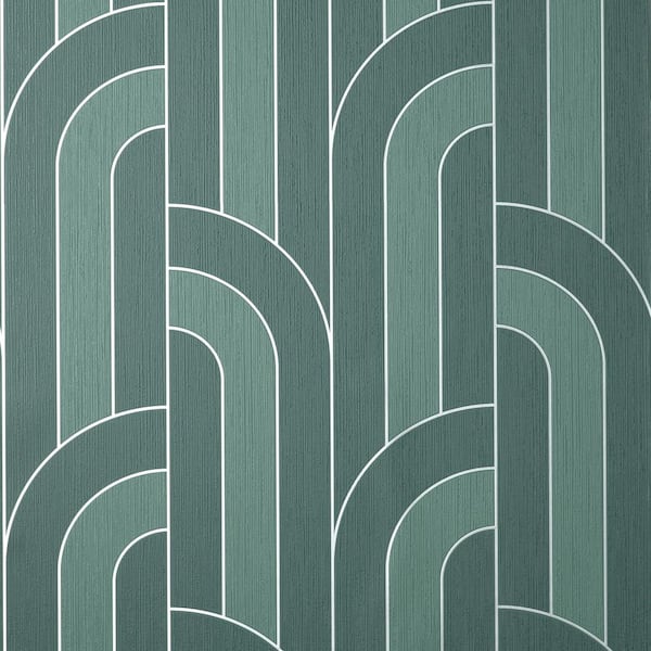 Fine Decor Ezra Teal Arch Vinyl Non-Pasted Matte Wallpaper