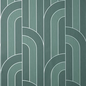 Ezra Teal Blue Arch Matte Non-Pasted Strippable Wallpaper Sample
