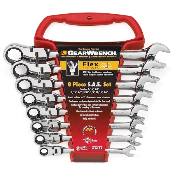 Wrench Set X-Beam Ratcheting SAE Measurement Standard Hand Tool 9-Piece