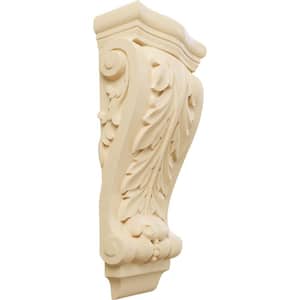 3-1/8 in. x 6-1/4 in. x 13-1/2 in. Unfinished Wood Maple Medium Farmingdale Acanthus Pilaster Corbel