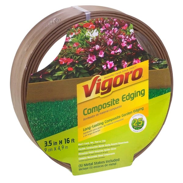 Vigoro 3.5 in. x 16 ft. Composite Brown Lawn and Garden Edging