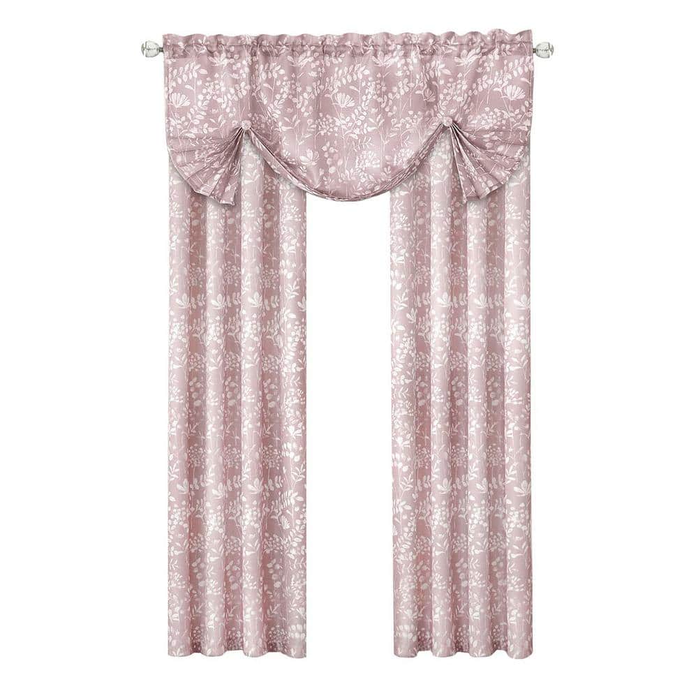 Blush Polyester Rod Pocket Waterfall Valance, Sill Length