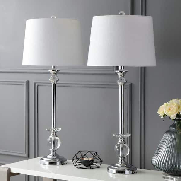 JONATHAN Y Elizabeth 33 in. Clear/Chrome Crystal/Metal Table Lamp