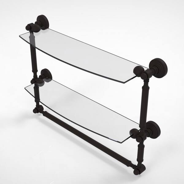 Allied Brass Waverly Place Collection 18 in. 2-Tiered Glass Shelf with  Integrated Towel Bar in Oil Rubbed Bronze WP-34TB/18-ORB The Home Depot