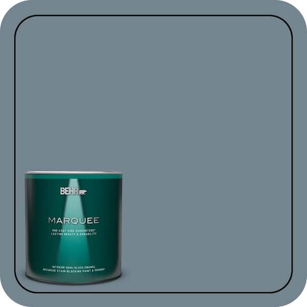 BEHR MARQUEE 1 qt. #N480-5 Adirondack Blue One-Coat Hide Semi-Gloss Enamel Interior Paint & Primer