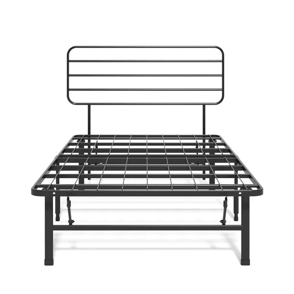 Zinus SmartBase Black Twin Metal Bed Frame with Headboard FSSSBH14T
