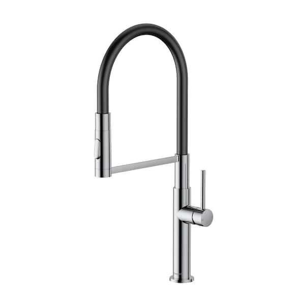Staykiwi Single Handle Pull Out Sprayer Kitchen Faucet in Polish Chrome