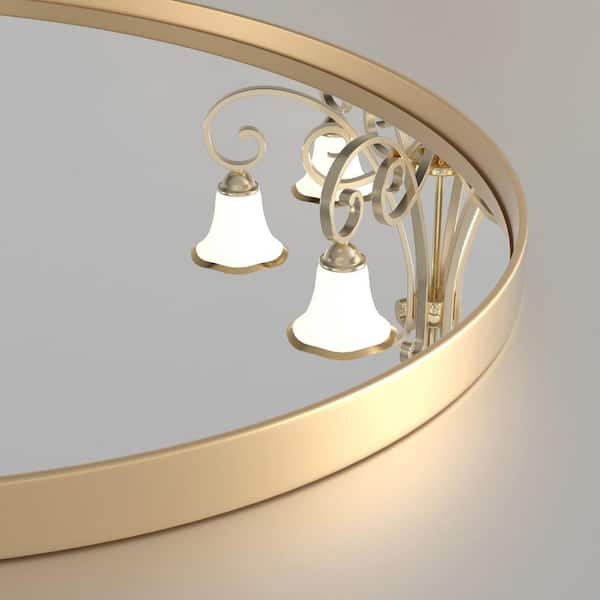 22 in. W x 30 in. H Medium Oval Mirrors Metal Framed Wall Mirrors Bathroom Vanity Mirror Decorative Mirror in Gold