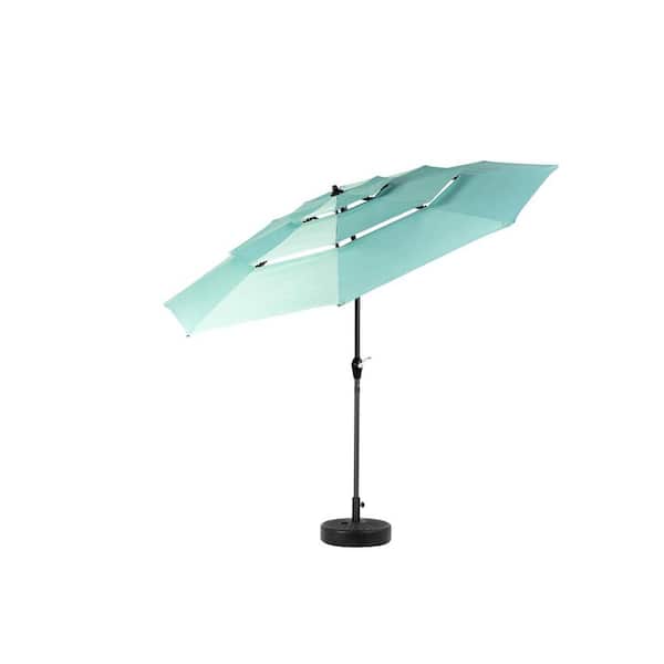 Unbranded Market Umbrella, 10 ft. Aluminium 3 Tier Market Auto-tilt Patio Umbrella in Light Green with Easy Crank