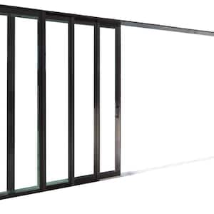 144 in. x 80 in. Right Slide Double Paned Glass Black Finish Multi-Slide Double Prehung Patio Door w/ Aluminum Frame