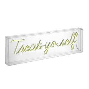 Treat You Self 6 in. Yellow Contemporary Glam Acrylic Box USB Operated LED Neon Lamp