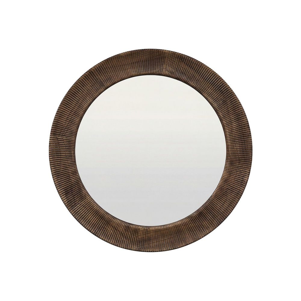 Antique Brown 47.24 in. W x 47.24 in. H Wave Round Wood Framed Mirror Wall Mirror price history on PriceWatchPro