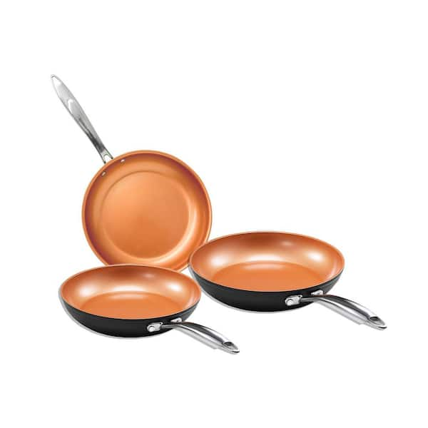 Gotham Steel Pro 3 Piece 8 In 10 In 12 In Hard Anodized Aluminum Ti Ceramic Nonstick Ultimate Frying Pans 7729 The Home Depot