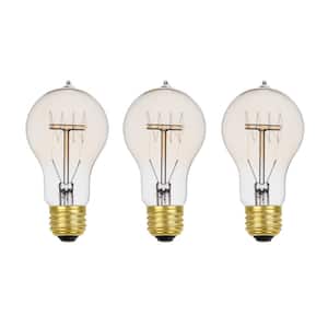 60 Watt A19 Dimmable Cage Filament Vintage Edison Incandescent Light Bulb, Warm Candle Light (3-Pack)