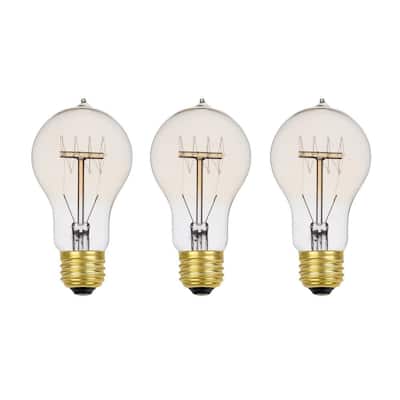 60-Watt Incandescent A19 Vintage Quad Loop Medium Base Light Bulb - Vintage Style Light Bulb (3-Pack)