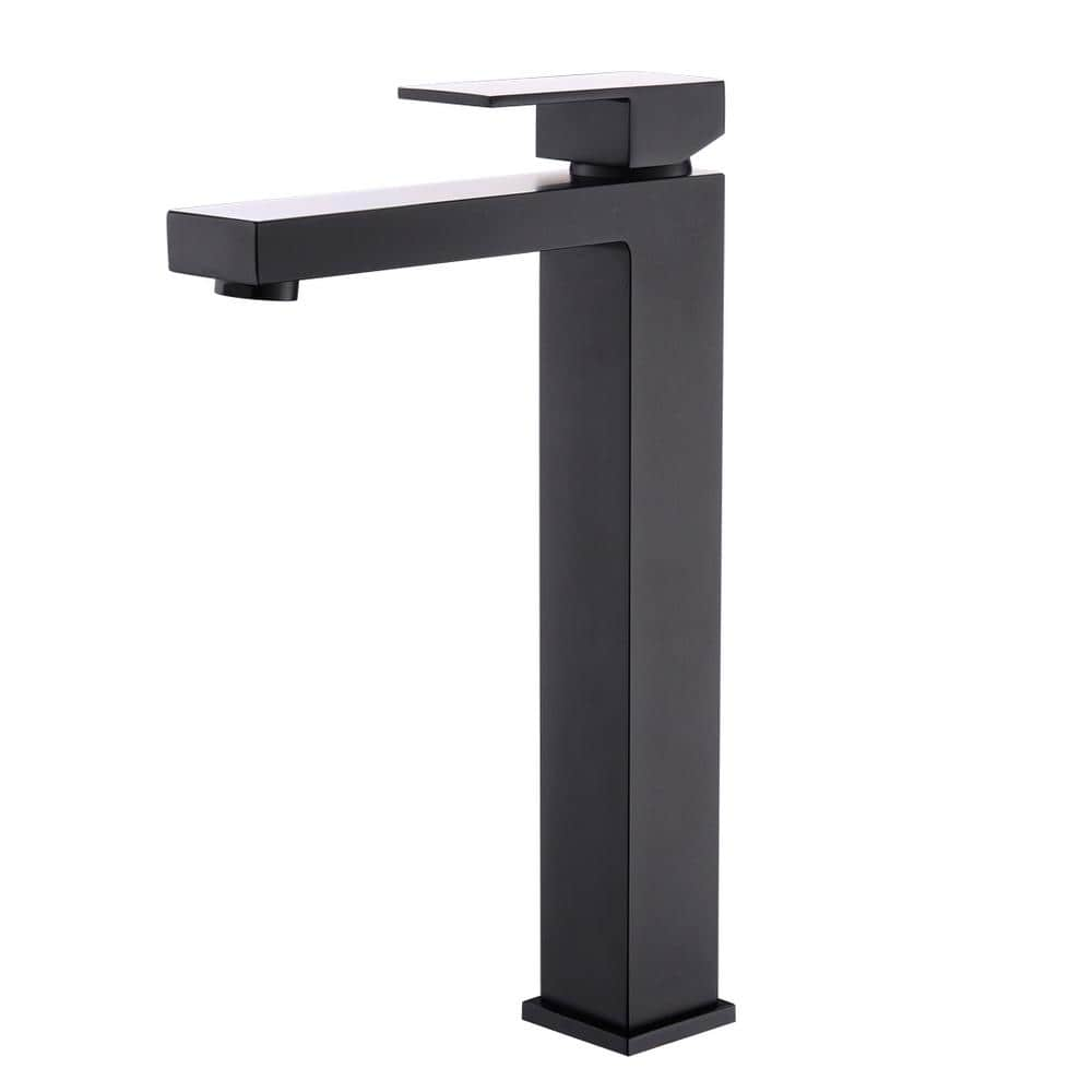 Single Handle Single-Hole Bathroom Vessel Sink Faucet in Matte Black B ...