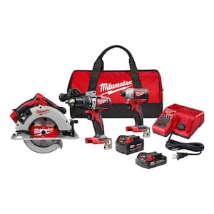 M18 18V Lithium-Ion Brushless Cordless Hammer Drill/Impact/Circular Saw Combo Kit (3-Tool) with 2-Batteries