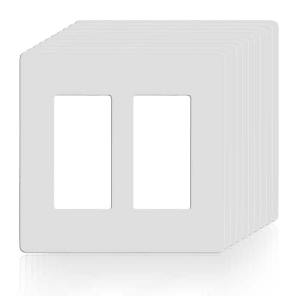 Faith 2-Gang Decorator Screwless Wall Plate, GFCI Outlet/Rocker Light Switch Cover, Two Gang, White (10-Pack)