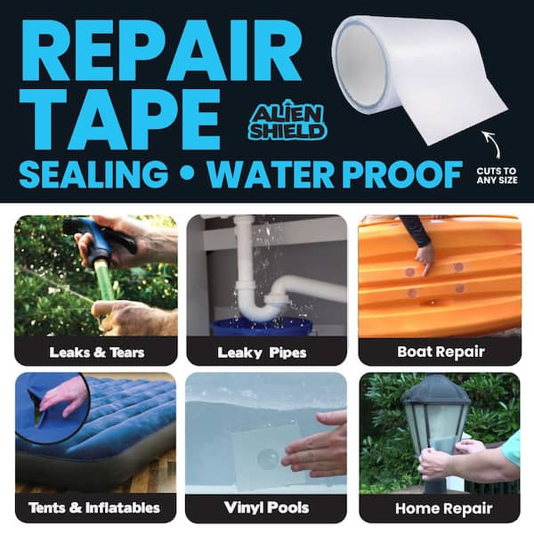 Waterproof Tape, 4 Inches x 10 Feet, Clear Heavy Duty Leak Free Pipe Repair  Tape, Patch and Seal Tape for Indoors & Outdoors, Leak Protection Sealant