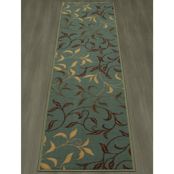 Ottomanson Ottohome Leaves Rug, Green, 2x3 ft