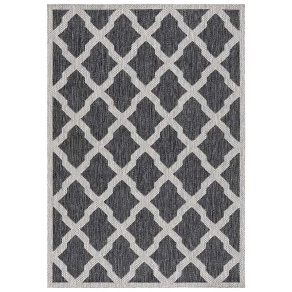 Beach House Charcoal/Gray 5 ft. x 8 ft. Oversized Trellis Indoor/Outdoor Area Rug