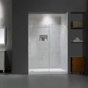 60 in. W x 76 in. H Sliding Frameless Shower Door in Bright Chrome Finish with Clear Glass