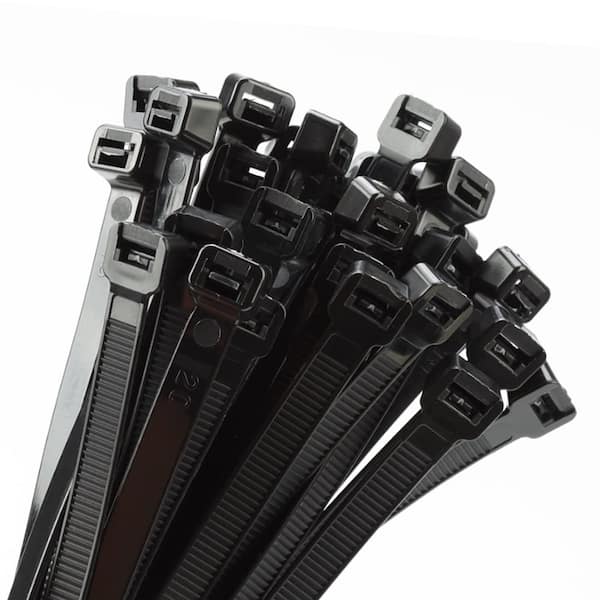 18 in. UV Resistant Nylon Cable Zip Tie Black 100-Pack 200 lbs. Ultra Strong Heavy Duty Wire Ties for Indoor and Outdoor