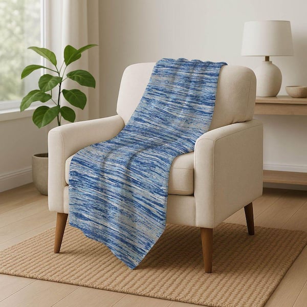 Premium Machine Washable ASB896 Blue 50 in. x 70 in. Sherpa Throw Blanket