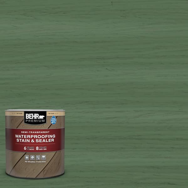 BEHR PREMIUM 1 qt. #ST-126 Woodland Green Semi-Transparent Waterproofing Exterior Wood Stain and Sealer