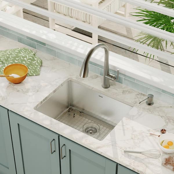 Karran EL-73 Stainless Steel 23 in. Single Bowl Undermount Kitchen Sink Kit