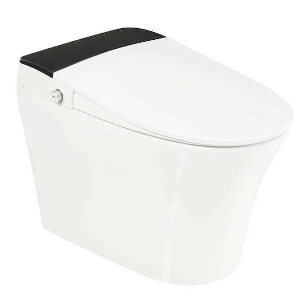 One-Piece 1.1/1.6 GPF Dual Flush Elongated Toilet in Black, Soft Close Seat Cover Included