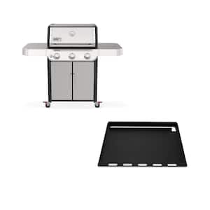 Genesis S-315 3-Burner Liquid Propane Gas Grill in Stainless Steel with Full Size Griddle Insert