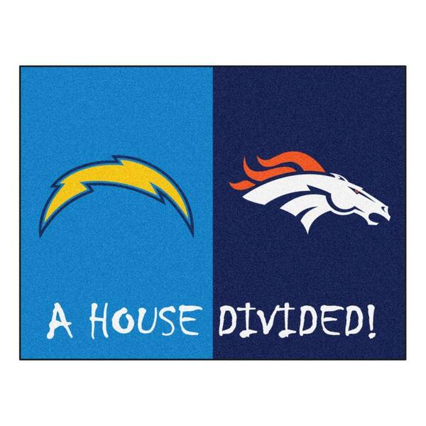 FANMATS NFL Chargers/Broncos Blue House Divided 3 ft. x 4 ft. Area Rug