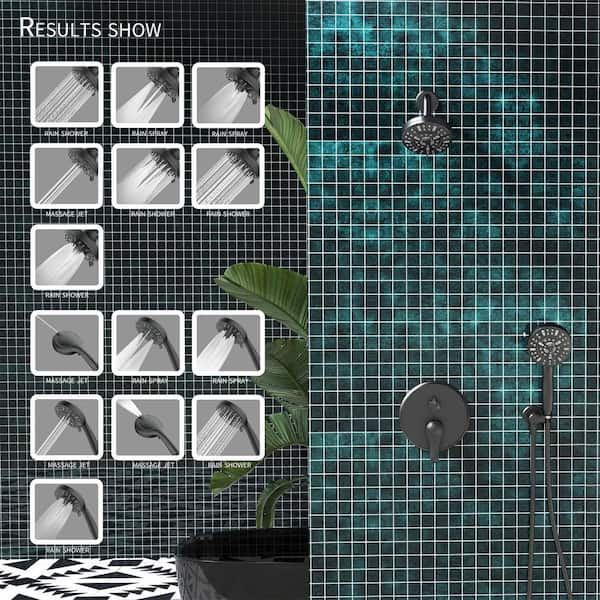 Single-Handle 14-Spray High Pressure Shower Faucet in Matte Black(Valve Included)