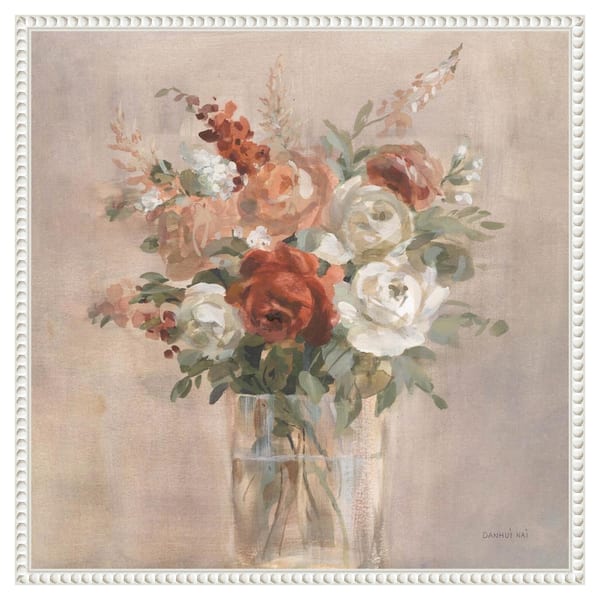 Amanti Art Russet Bouquet by Danhui Nai 1-Piece Floater Frame Giclee Home Canvas Art Print 22 in. x 22 in.